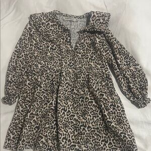 The New Society Girls' Leopard Print Long Sleeve Top - Beige/Black